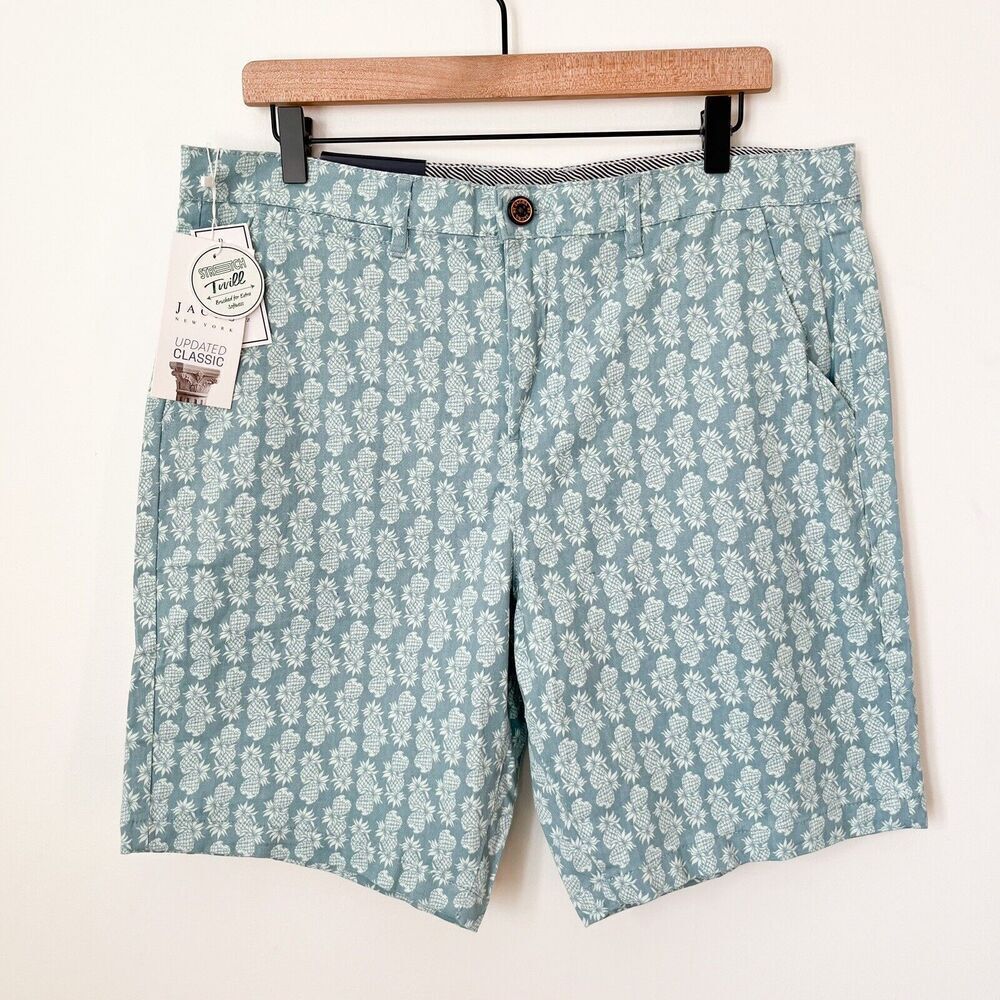NWT Jachs New York Bleecker Short Mens 33 Blue Stretch Twill‎ Pineapple Preppy